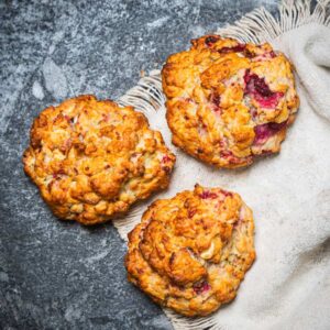 Scone chocolat blanc aux framboises